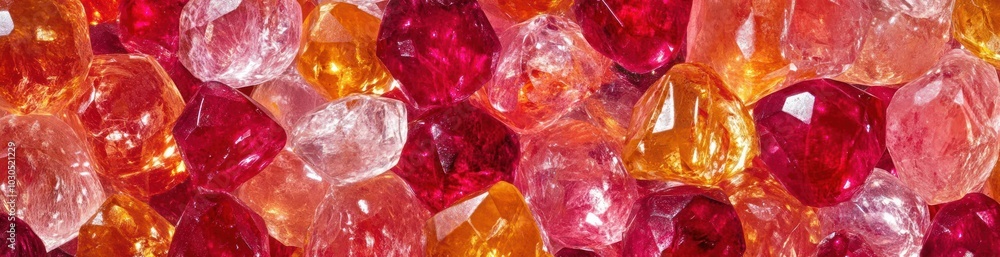 Poster a colorful assortment of sparkling gemstones in various shapes and sizes.