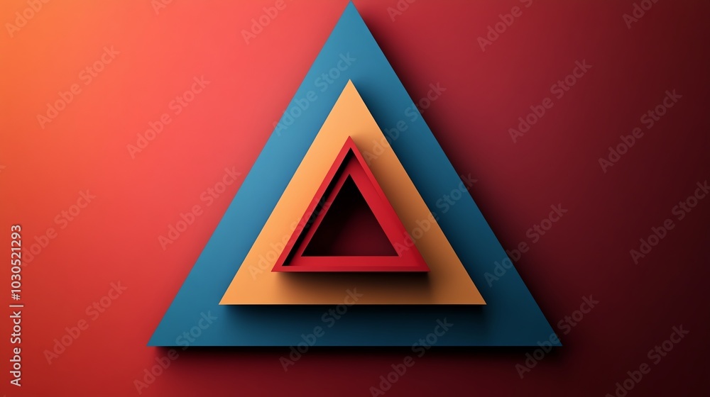 Poster simple paper cut geometric triangle pattern with clean lines and minimal detailing, paper cut triang