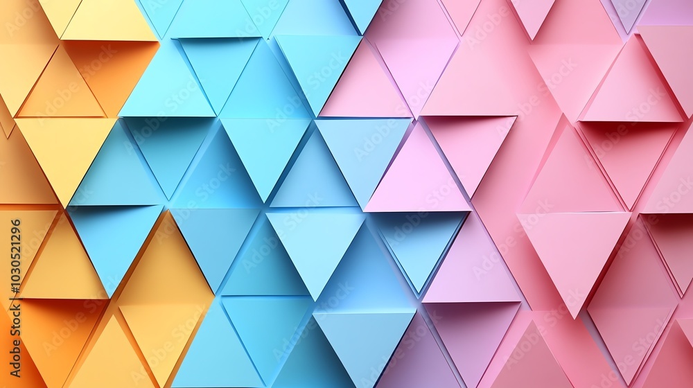 Poster simple paper cut geometric triangle pattern with clean lines and minimal detailing, paper cut triang