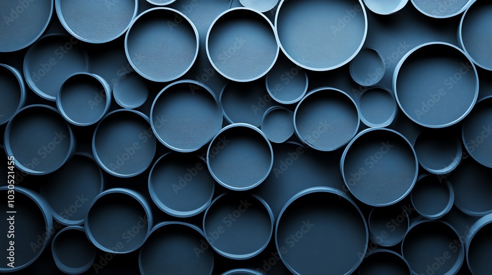Poster singlelayer paper cut circle pattern with evenly spaced shapes, creating a sleek and modern design, 