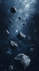 Enigmatic Asteroid Field: Jagged Rocks Illuminated by Distant Star Light