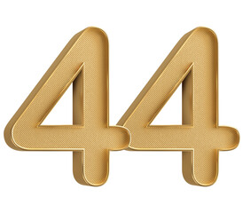 Gold 3D Number 44