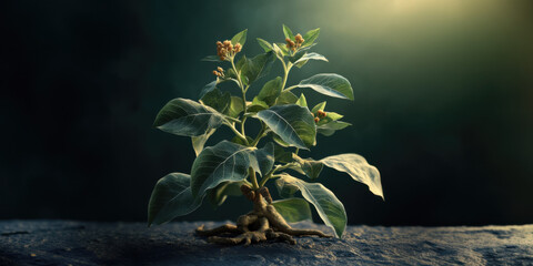 Flemish ashwagandha root, Medicinal Herb Plant, also known as Withania Somnifera, Ashwagandha, Indian Ginseng, Poison Gooseberry, or Winter Cherry