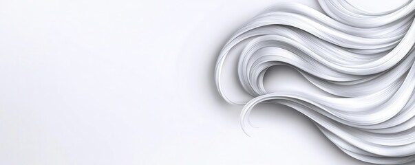 Obraz premium Smooth silk strands in white, high-detail close-up, minimalist, soft lighting, gentle shadows