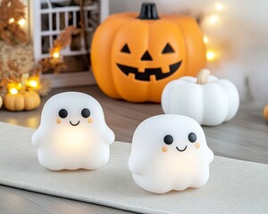 Spooky Halloween haunted house party in an old American manor eerie drinks with glowing ice cubes