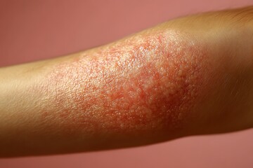 Close-up of a painful skin rash on a human arm