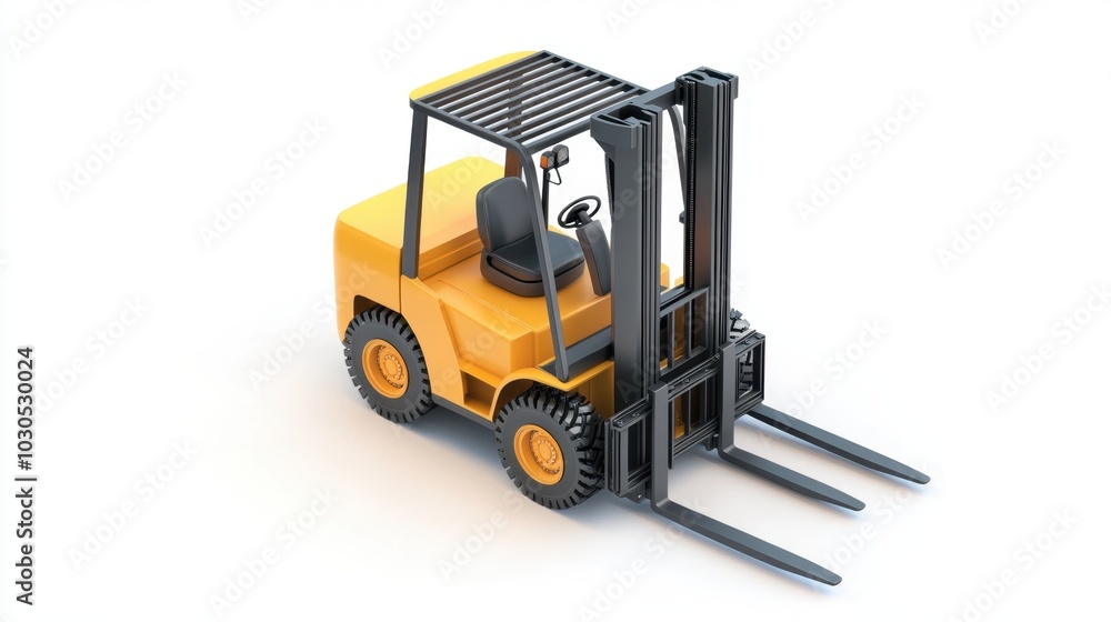 Aufkleber isometric 3d render of a forklift isolated on a white background, focusing on the design and functio