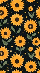Sunflower pattern backgrounds wallpaper.