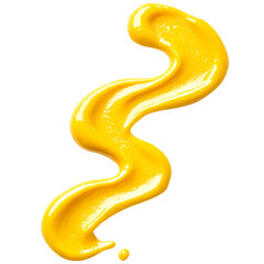 Mustard Sauce Drip in Curved Shape Isolated on a Transparent Background