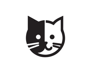 black and white cat icon vector illustration