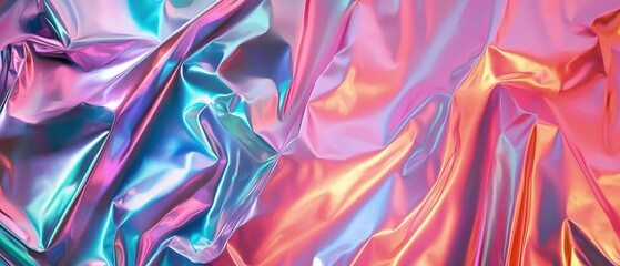 Fototapeta premium Holographic abstract neon gradient background with retro 80s cosmic iridescent texture