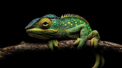 Obraz premium A lizard is perched on a branch.