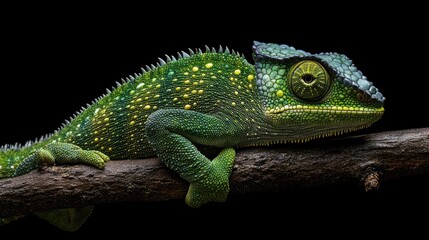 Naklejka premium A lizard is perched on a branch.