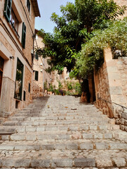 Mallorca, Spain. Charming Mediterranean Stone Pathway in Quaint Village Setting