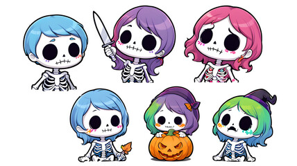 set of halloween skulls