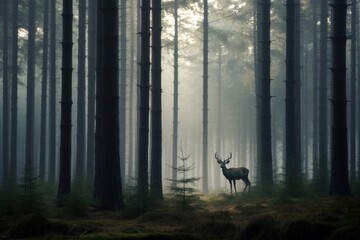 Wildlife outdoors woodland morning.