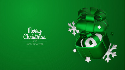 Merry Christmas and happy new year background. Christmas tree, Gift boxes, Christmas balls. Christmas element for web, banners, greeting card, template design.