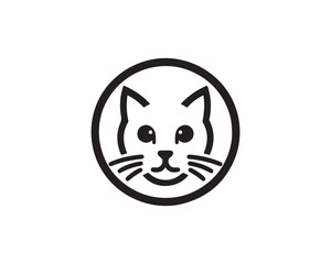 Cat head logo. Cat head icon. Cat face logo. Silhouette simple. Flat style. Black cat face icon logo. Logo design template. Vector illustration. Animal logotype concept. 