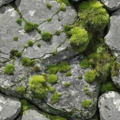 Seamless stone with moss texture for design projects.