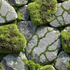 Seamless stone with moss texture for design projects.