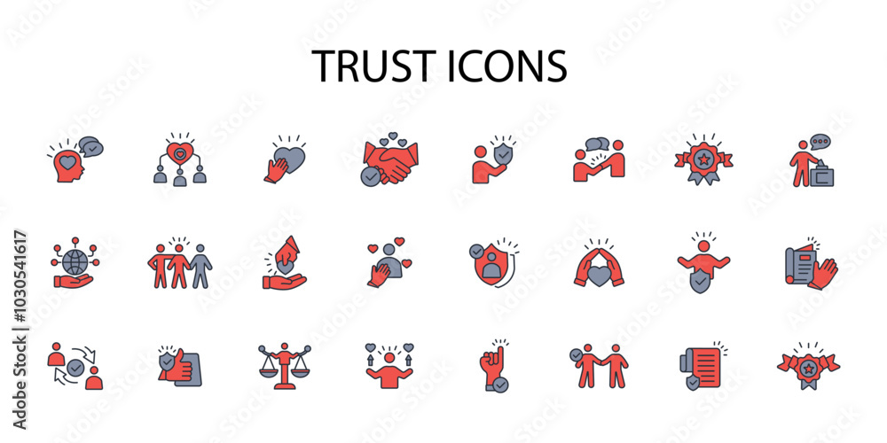 Poster trust icon set.vector.editable stroke.linear style sign for use web design,logo.symbol illustration.