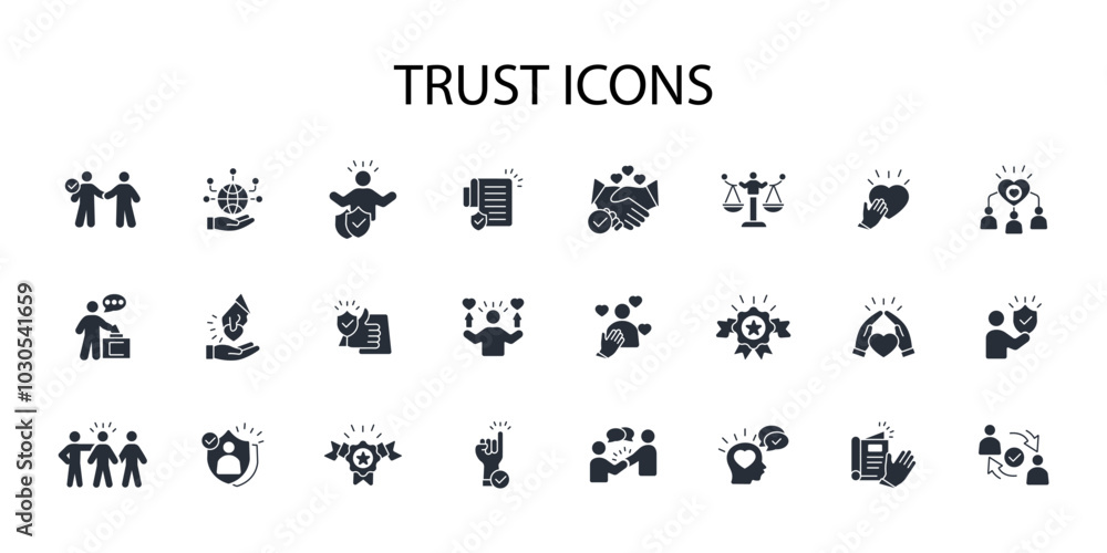 Poster trust icon set.vector.editable stroke.linear style sign for use web design,logo.symbol illustration.