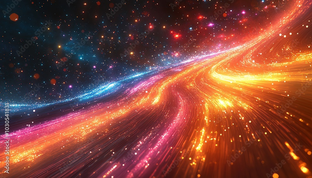 Fototapete a vibrant visualization of an information highway, illustrating streams of light that flow like data