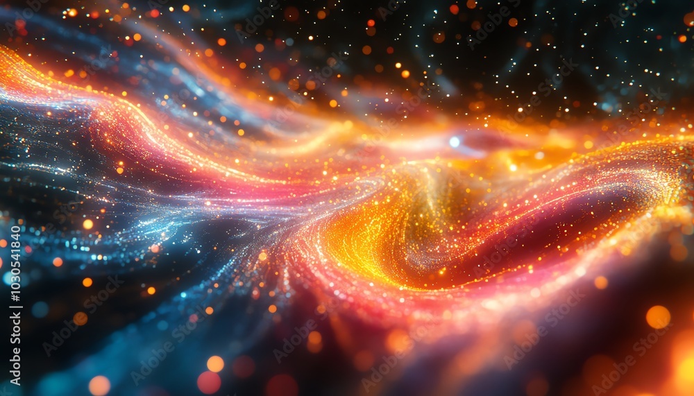 Fototapete A vibrant visualization of an information highway, illustrating streams of light that flow like data pathways in a digital ecosystem