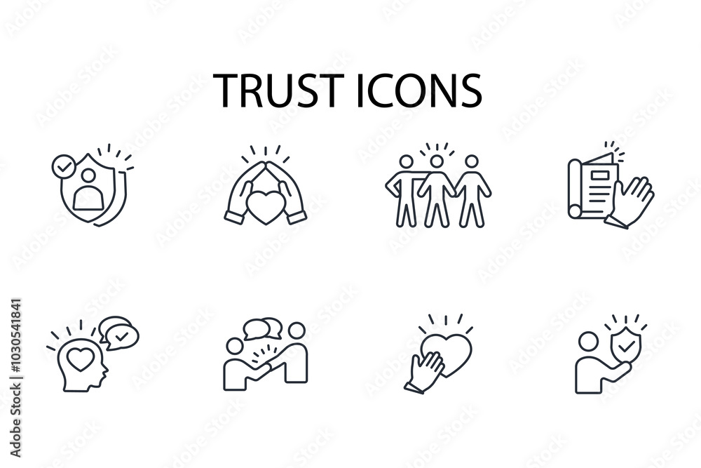 Poster trust icon set.vector.editable stroke.linear style sign for use web design,logo.symbol illustration.
