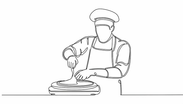 recommend clip art: One line drawing and continue for crepe maker on digital art concept, Generative AI.