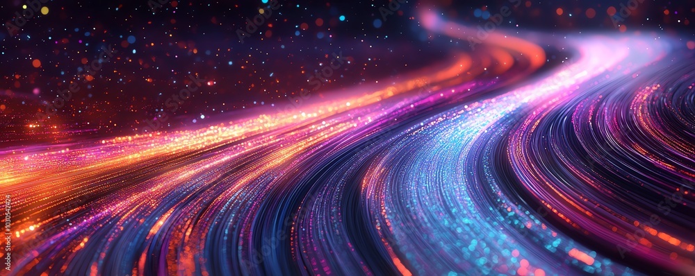 Fototapete abstract image of an information highway with cascading streams of light, highlighting the concept o