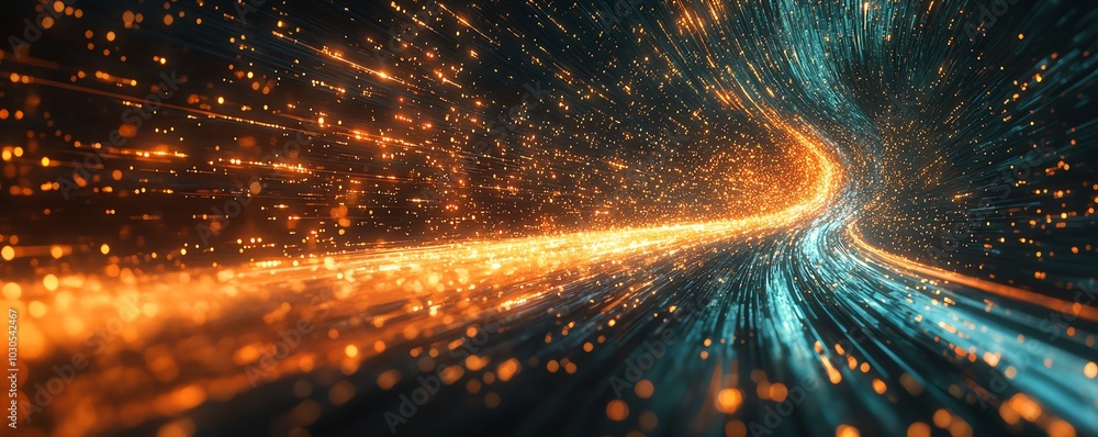 Fototapete abstract image of an information highway with cascading streams of light, highlighting the concept o