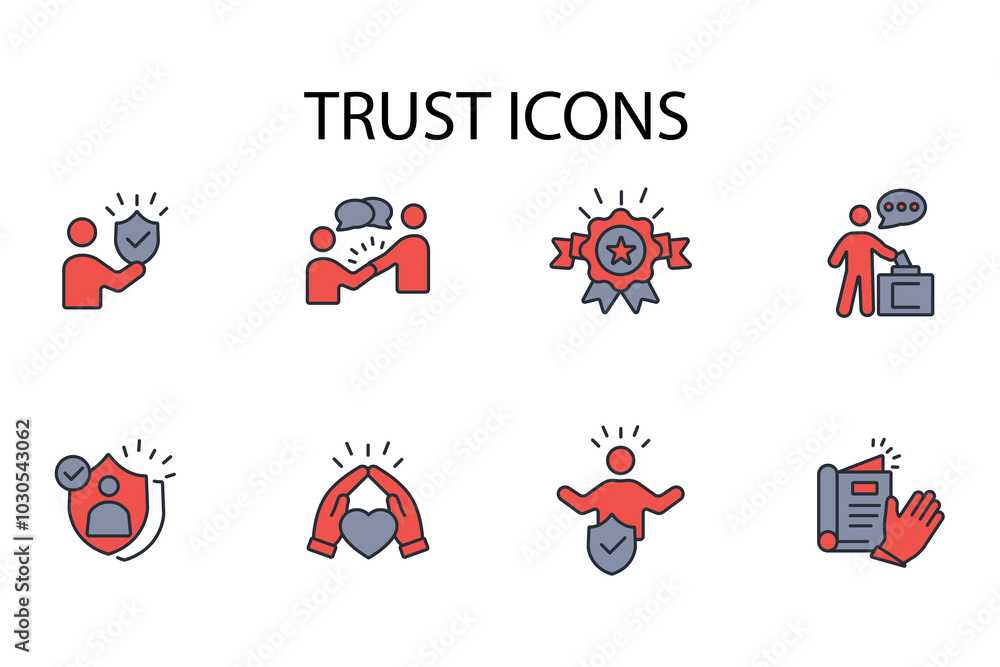 Poster trust icon set.vector.editable stroke.linear style sign for use web design,logo.symbol illustration.