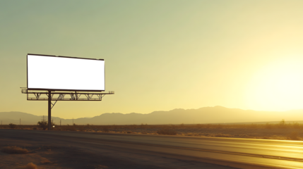 Blank PNG Cutout Screen on a Roadside Advertisement Banner with a Transparent Backdrop, Ideal for Seamless Digital Integration and Creative Marketing Use.