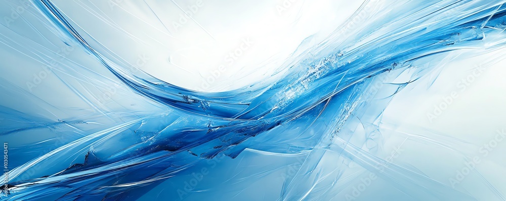 Poster Blue abstract lines set against a hightech background, illustrating clear direction and purpose in a digital landscape