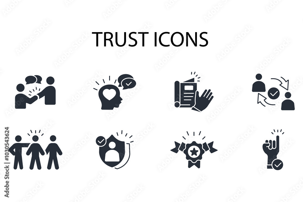 Poster trust icon set.vector.editable stroke.linear style sign for use web design,logo.symbol illustration.