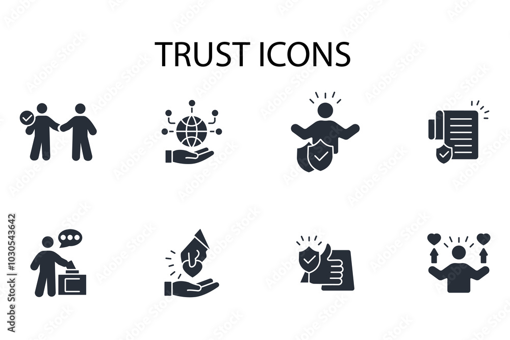Poster trust icon set.vector.editable stroke.linear style sign for use web design,logo.symbol illustration.