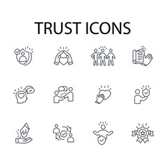 Trust icon set.vector.Editable stroke.linear style sign for use web design,logo.Symbol illustration.