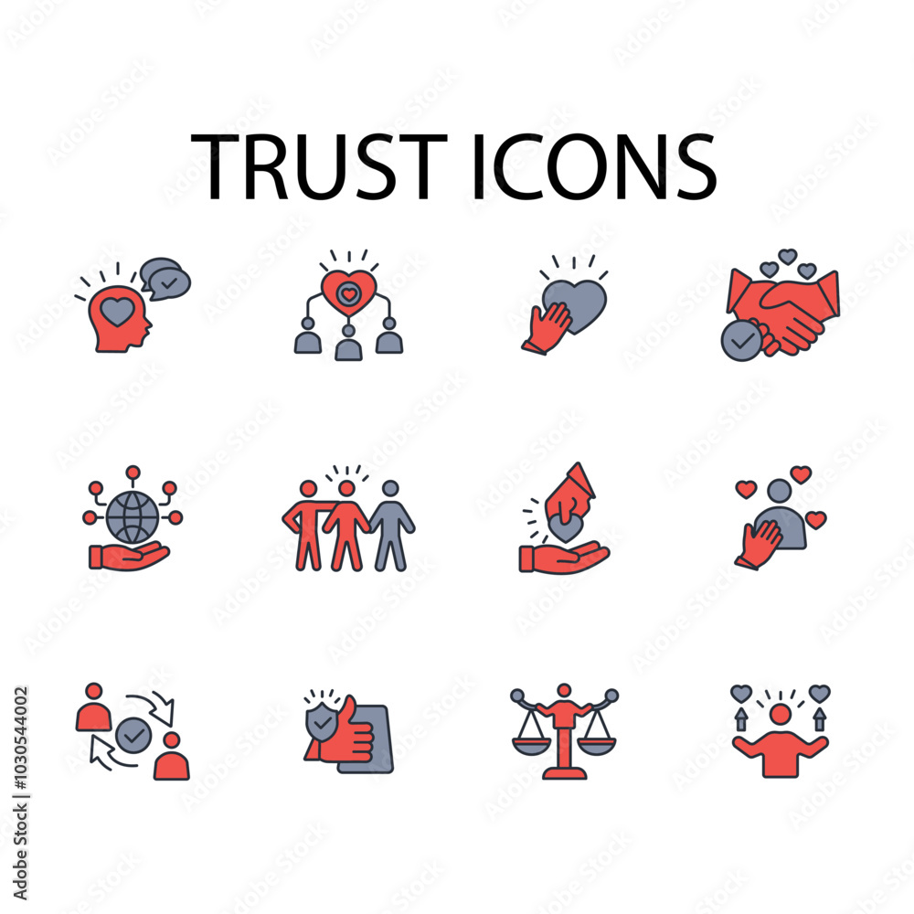 Poster trust icon set.vector.editable stroke.linear style sign for use web design,logo.symbol illustration.