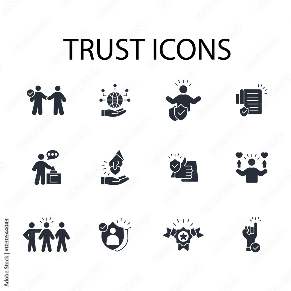 Poster trust icon set.vector.editable stroke.linear style sign for use web design,logo.symbol illustration.