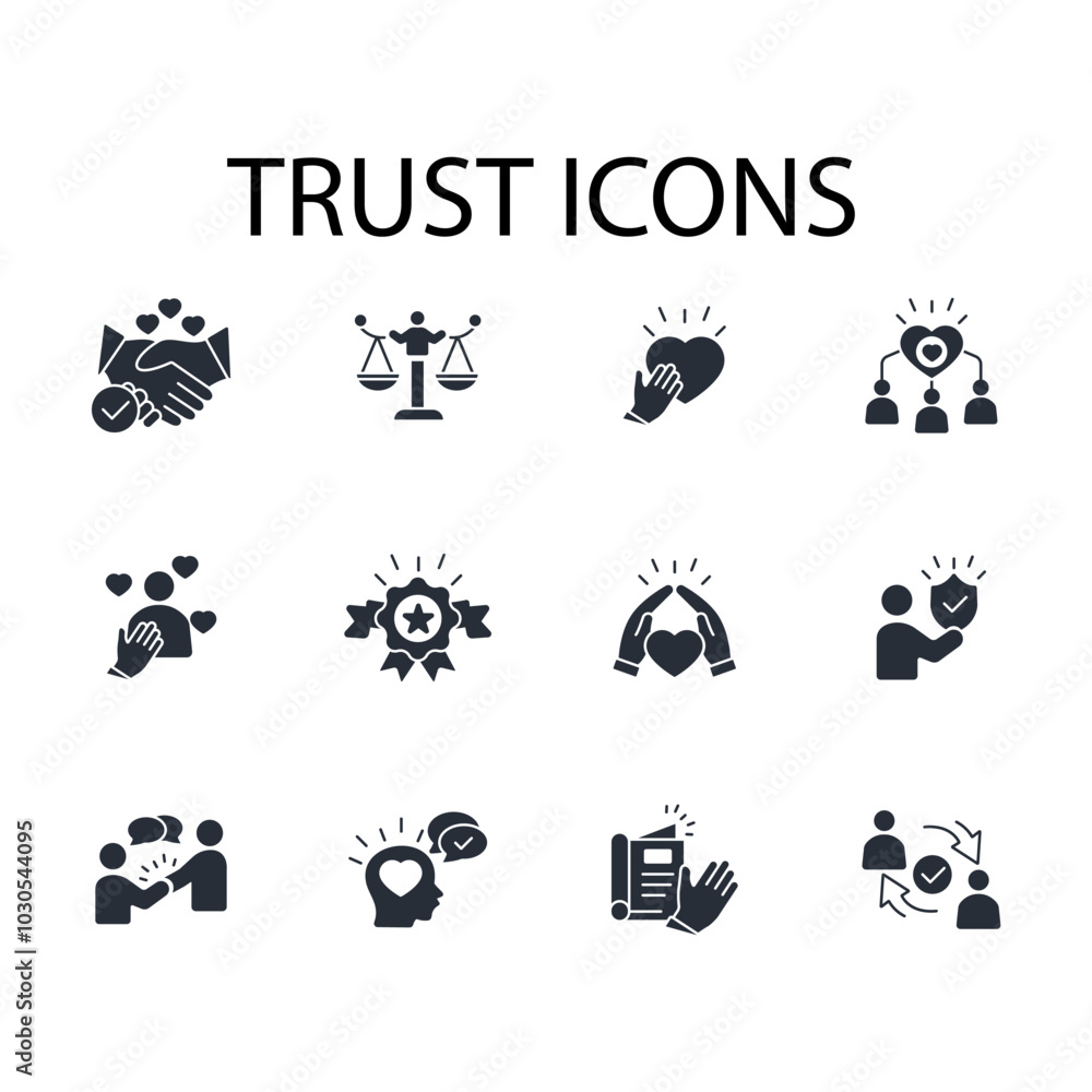 Poster trust icon set.vector.editable stroke.linear style sign for use web design,logo.symbol illustration.
