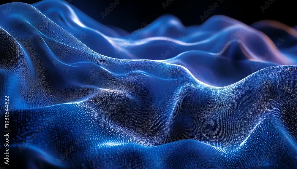Poster Elegant abstract blue banner for a technology platform, featuring gradients and intricate patterns for a contemporary feel