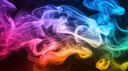 Obraz premium Neon smoke swirling upward, glowing in vibrant hues, creating a mystic and surreal atmosphere.