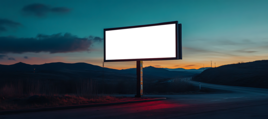 Roadside Billboard with a PNG Cutout Screen and Transparent Background, Perfect for Overlaying Digital Content, Advertisements, or Custom Visuals in Commercial Settings.