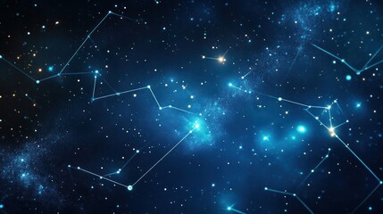 Fototapeta premium Neon starry sky, with constellations and galaxies glowing brightly against a deep, dark background.