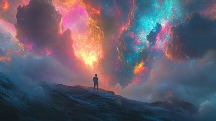 Fototapeta premium Neon surrealism background with glowing, dreamlike imagery, blending the abstract with the fantastical.