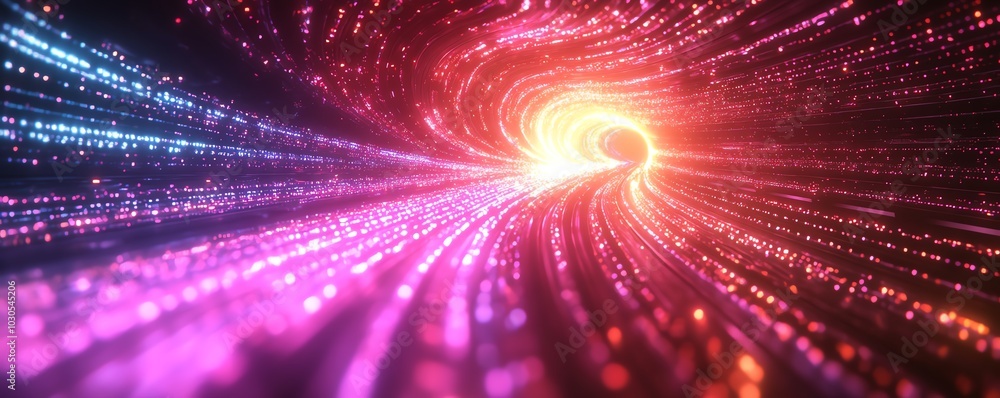 Poster Futuristic visualization of an information highway with luminous streams of light, emphasizing speed and efficiency in data transfer