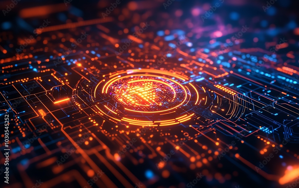 Aufkleber Hightech stock image illustrating the evolution of cyber technology, featuring abstract designs and modern digital elements