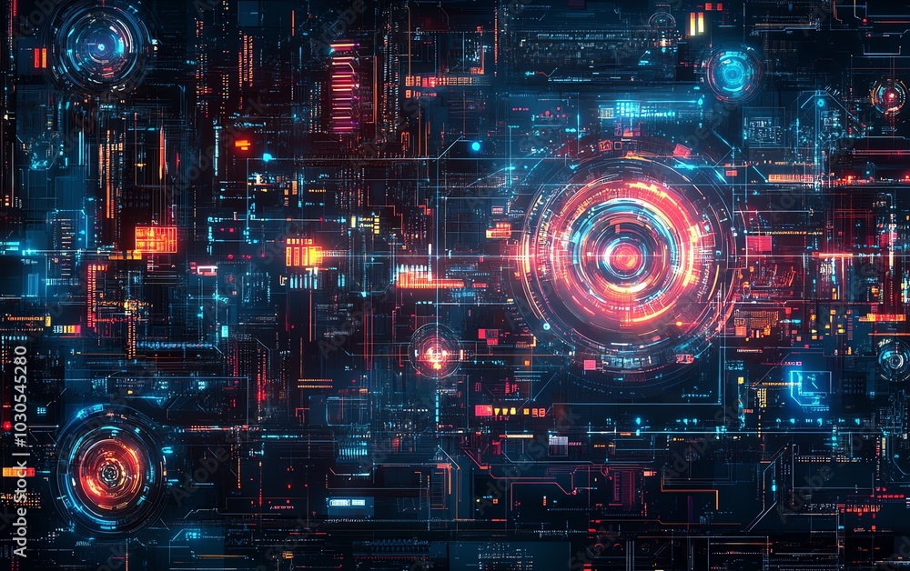 Aufkleber hightech stock image illustrating the evolution of cyber technology, featuring abstract designs and 