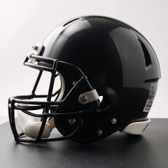 Fototapeta premium Blank black American football helmet side view mockup